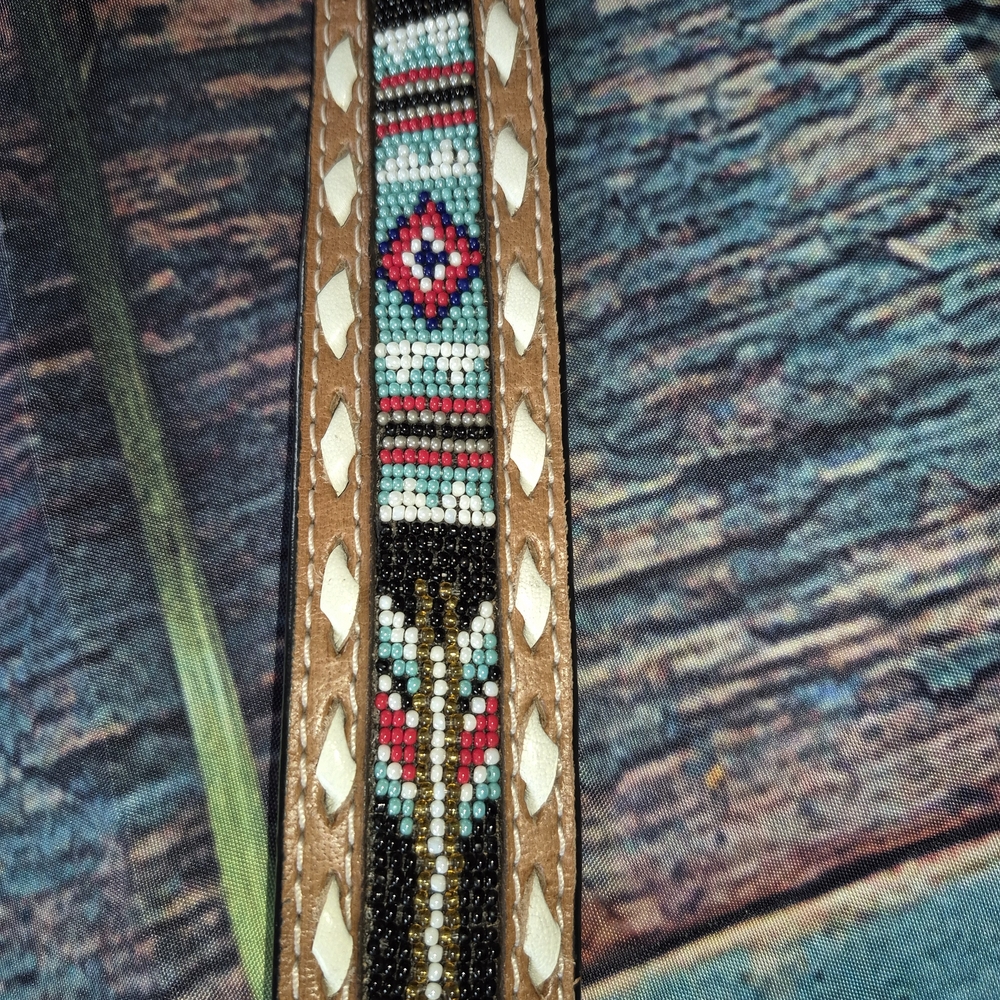Ariat Beaded Leather Belt - Brown and Multicolor